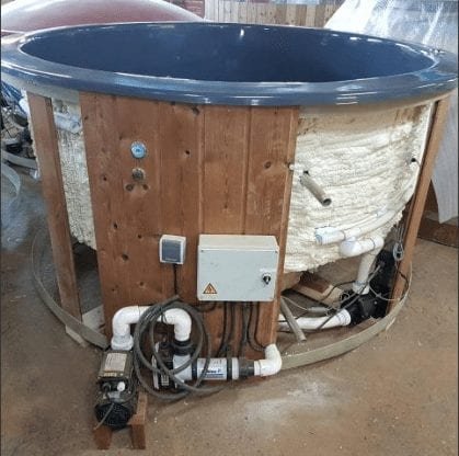 Prepared inground fiberglass hot tub with the elecric heater
