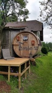 Outdoor barrel sauna