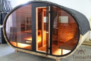 Outdoor hobbit style wooden sauna (16)