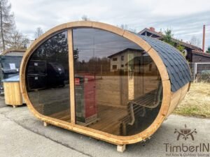 Outdoor hobbit style wooden sauna (4)