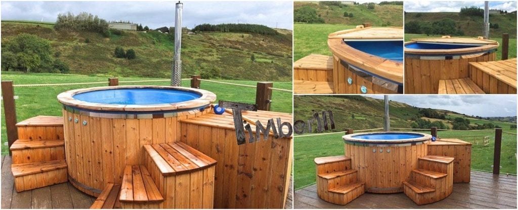 Fiberglass Lined Hot Tub With Integrated Burner Thermo Wood Wellness Royal, James, Sheffield, UK