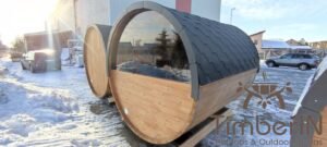 Outdoor barrel sauna with front glass andd back panaramic window (20)