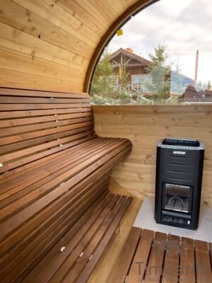 Outdoor barrel sauna with front glass andd back panaramic window (5)