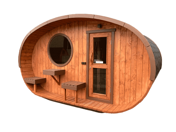 Outdoor Hobbit-style wooden oval sauna 4-8 persons - TimberIN