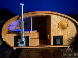 Outdoor oval sauna with an integrated hot tub (36)